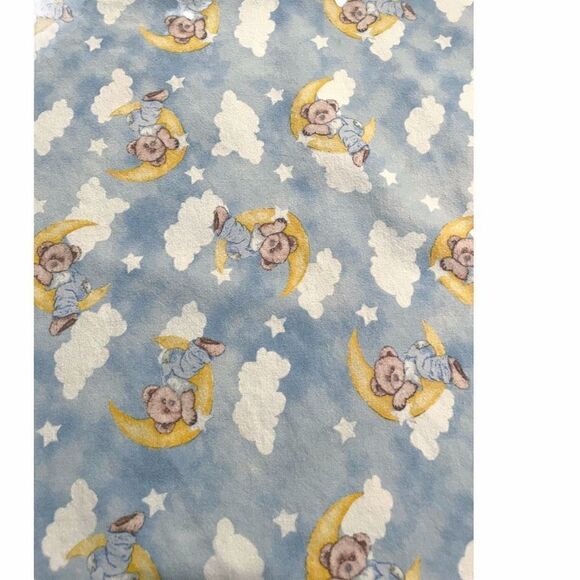 Vintage Dreaming Bear Receiving Blanket 28 X 28.5 Blue Bear Moon Clouds - Picture 3 of 7